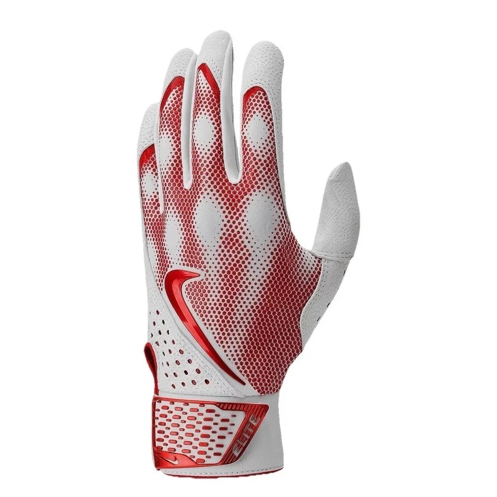 Nike Unisex's Alpha Elite Baseball‎ Batting Gloves Dri-FIT Size Medium Red White